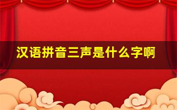 汉语拼音三声是什么字啊