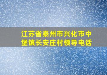 江苏省泰州市兴化市中堡镇长安庄村领导电话