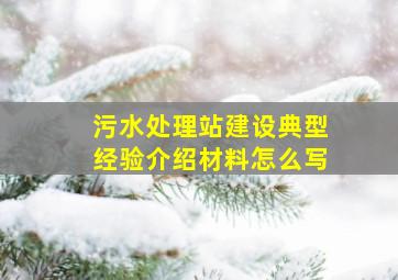 污水处理站建设典型经验介绍材料怎么写