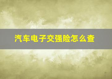 汽车电子交强险怎么查