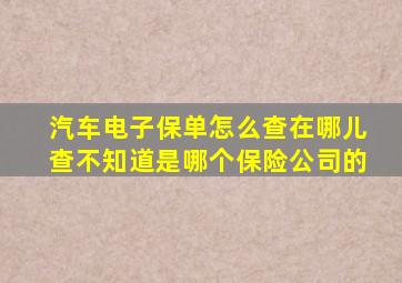 汽车电子保单怎么查在哪儿查不知道是哪个保险公司的