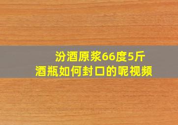 汾酒原浆66度5斤酒瓶如何封口的呢视频