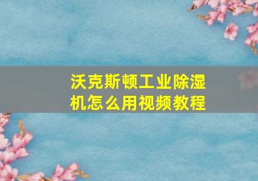 沃克斯顿工业除湿机怎么用视频教程