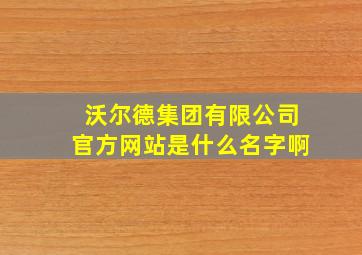 沃尔德集团有限公司官方网站是什么名字啊