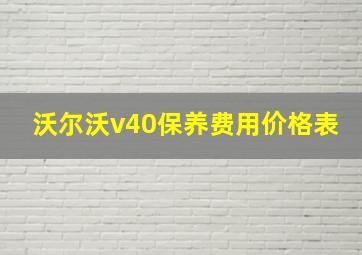 沃尔沃v40保养费用价格表