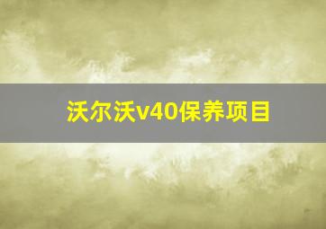 沃尔沃v40保养项目