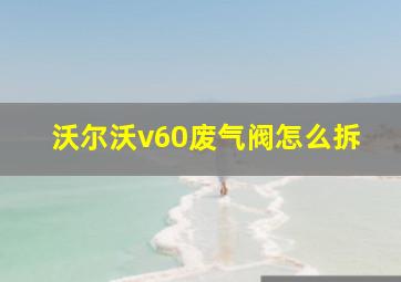 沃尔沃v60废气阀怎么拆