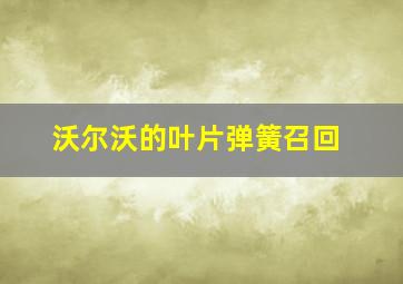 沃尔沃的叶片弹簧召回