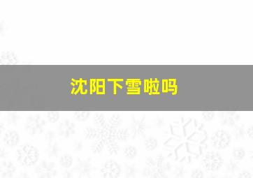 沈阳下雪啦吗