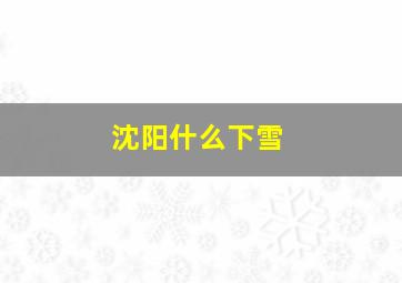 沈阳什么下雪