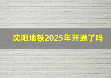 沈阳地铁2025年开通了吗