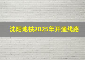 沈阳地铁2025年开通线路