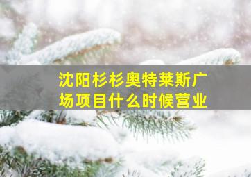 沈阳杉杉奥特莱斯广场项目什么时候营业