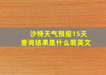 沙特天气预报15天查询结果是什么呢英文