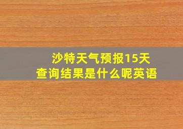 沙特天气预报15天查询结果是什么呢英语