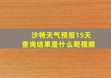 沙特天气预报15天查询结果是什么呢视频