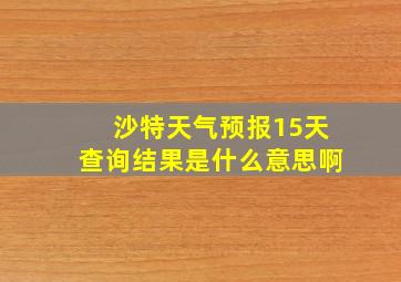 沙特天气预报15天查询结果是什么意思啊