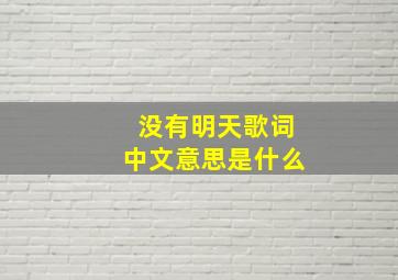 没有明天歌词中文意思是什么