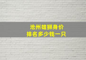 沧州雄狮身价排名多少钱一只