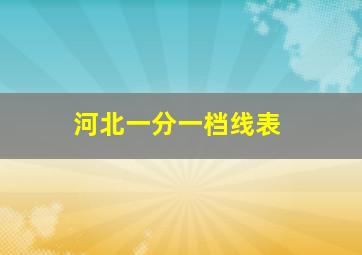 河北一分一档线表