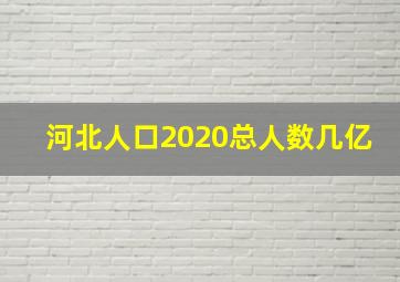 河北人口2020总人数几亿