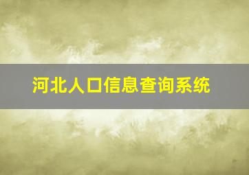 河北人口信息查询系统