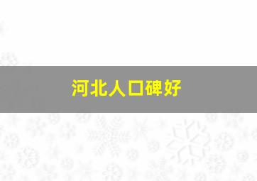 河北人口碑好