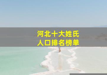 河北十大姓氏人口排名榜单