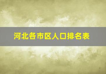 河北各市区人口排名表