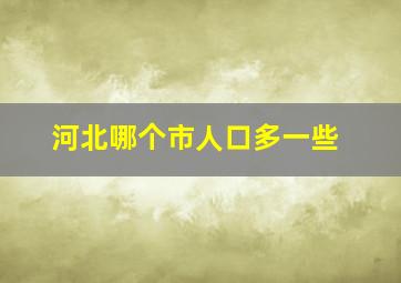 河北哪个市人口多一些