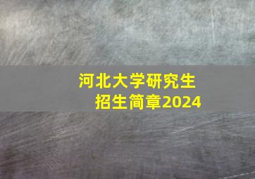 河北大学研究生招生简章2024