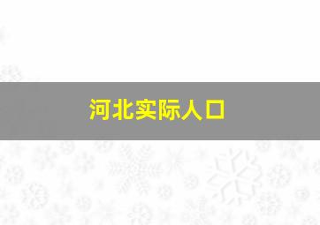 河北实际人口