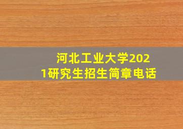 河北工业大学2021研究生招生简章电话