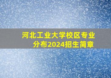 河北工业大学校区专业分布2024招生简章