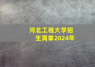 河北工程大学招生简章2024年