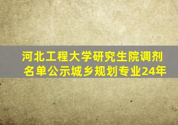 河北工程大学研究生院调剂名单公示城乡规划专业24年