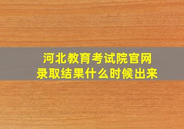 河北教育考试院官网录取结果什么时候出来