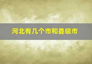 河北有几个市和县级市