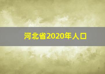 河北省2020年人口