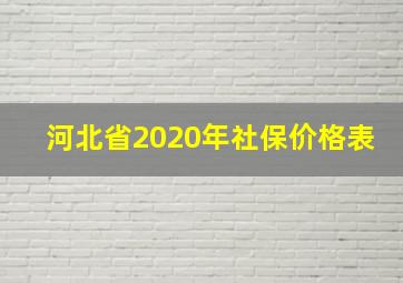 河北省2020年社保价格表