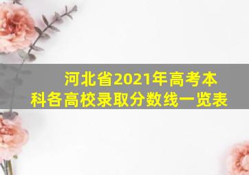 河北省2021年高考本科各高校录取分数线一览表