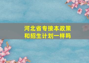 河北省专接本政策和招生计划一样吗