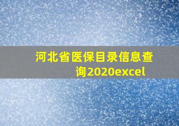 河北省医保目录信息查询2020excel