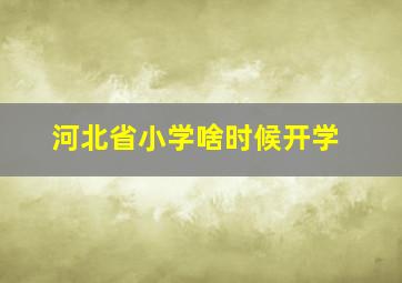 河北省小学啥时候开学