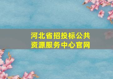 河北省招投标公共资源服务中心官网