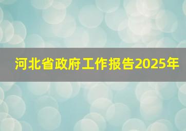 河北省政府工作报告2025年