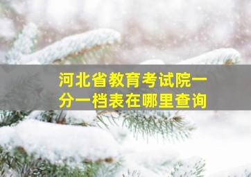 河北省教育考试院一分一档表在哪里查询