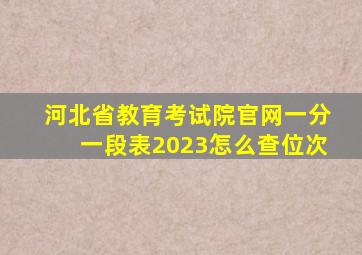 河北省教育考试院官网一分一段表2023怎么查位次