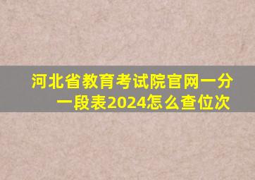 河北省教育考试院官网一分一段表2024怎么查位次