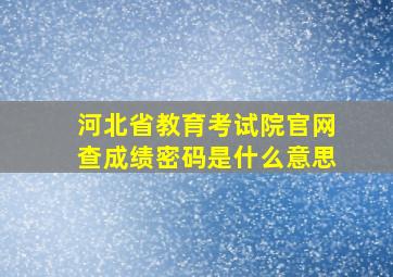 河北省教育考试院官网查成绩密码是什么意思